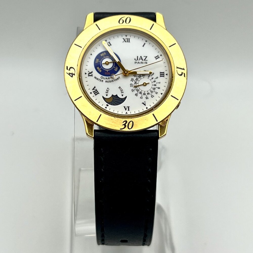 Vintage Jaz Paris Moon phase 18K Gold Women’s Watch Working
